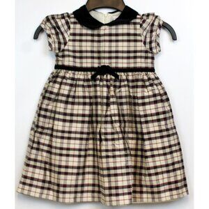 2003 Gymboree Holiday Magic Plaid Silk Dress sz 3 5 Rose Bow Lined Formal White